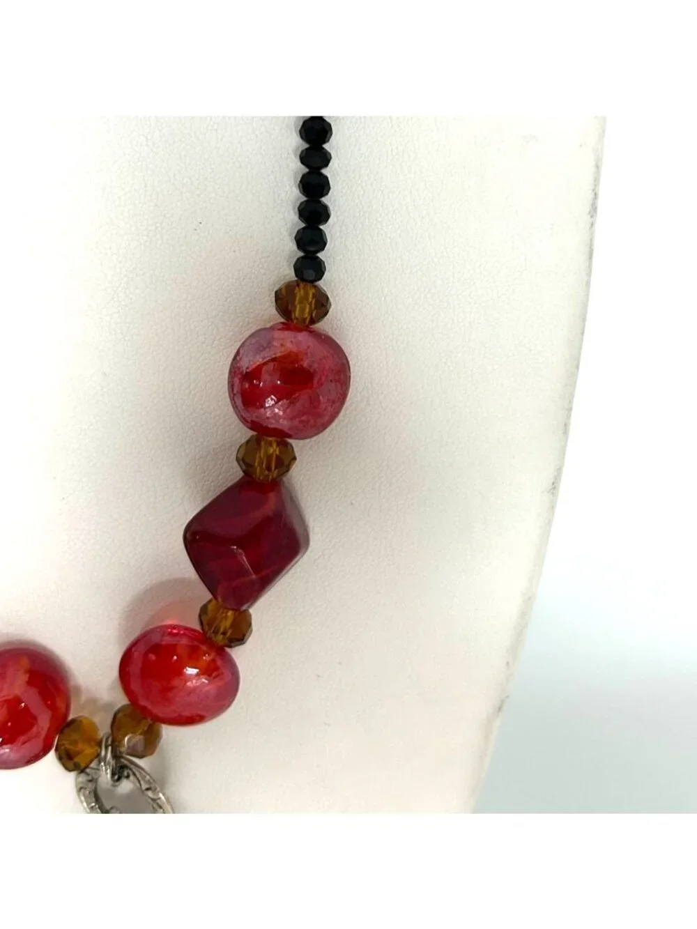 DayGlow Orange Necklace Glass & Acrylic Beads Glows Under Blacklight